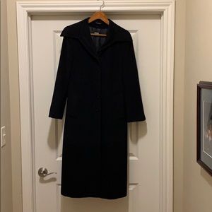 Long black Alpaca and Wool coat.